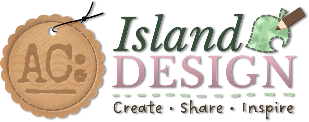 A logo reading 'Island DESIGN' next to a brown, stitched circular tag containing the letters 'AC'. To the right, a stylized green leaf icon resembles a geometric pattern with a small brown pencil drawing on it. Below the main text, the tagline reads 'Creat